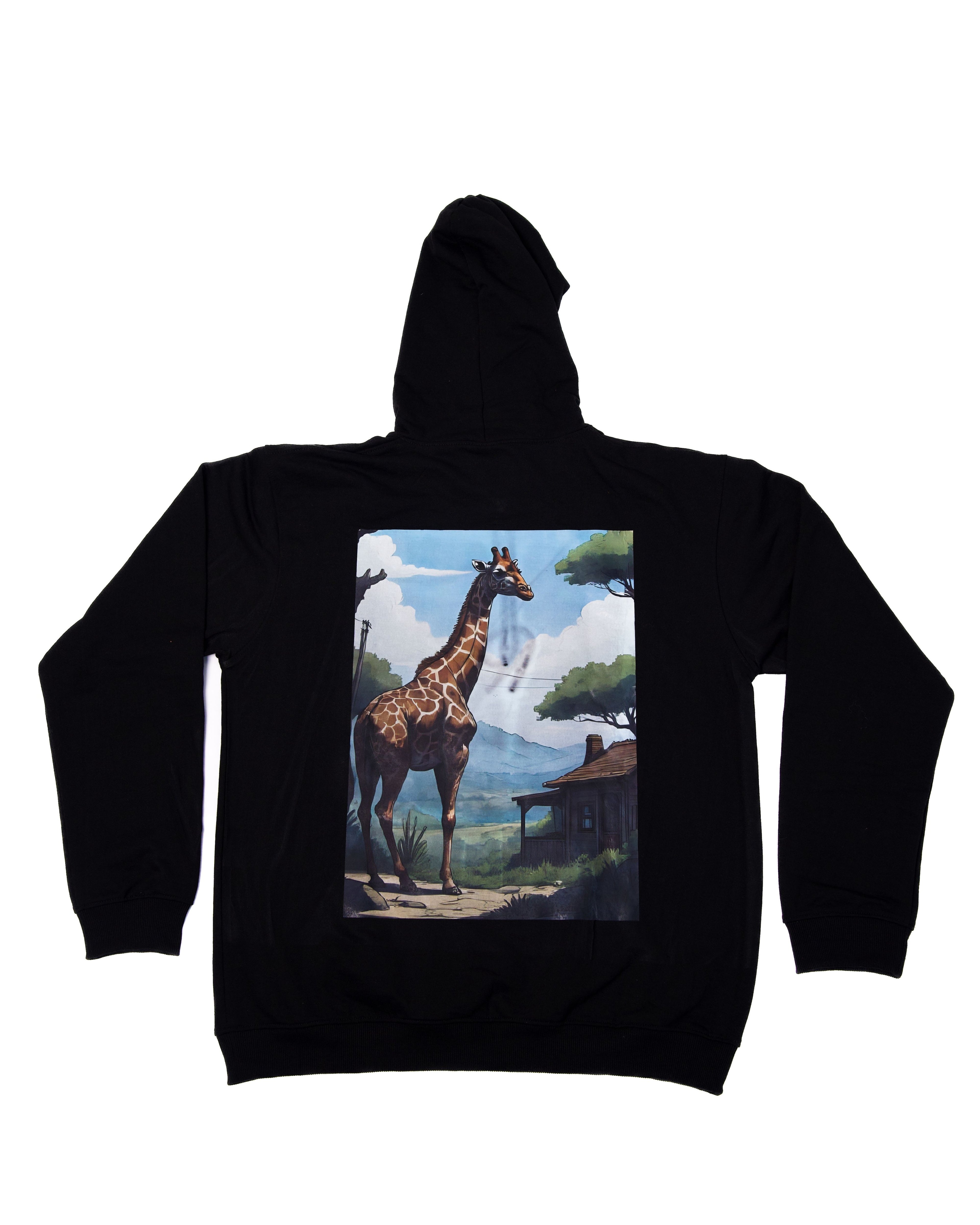 Giraffe sunrise Black Hoodie