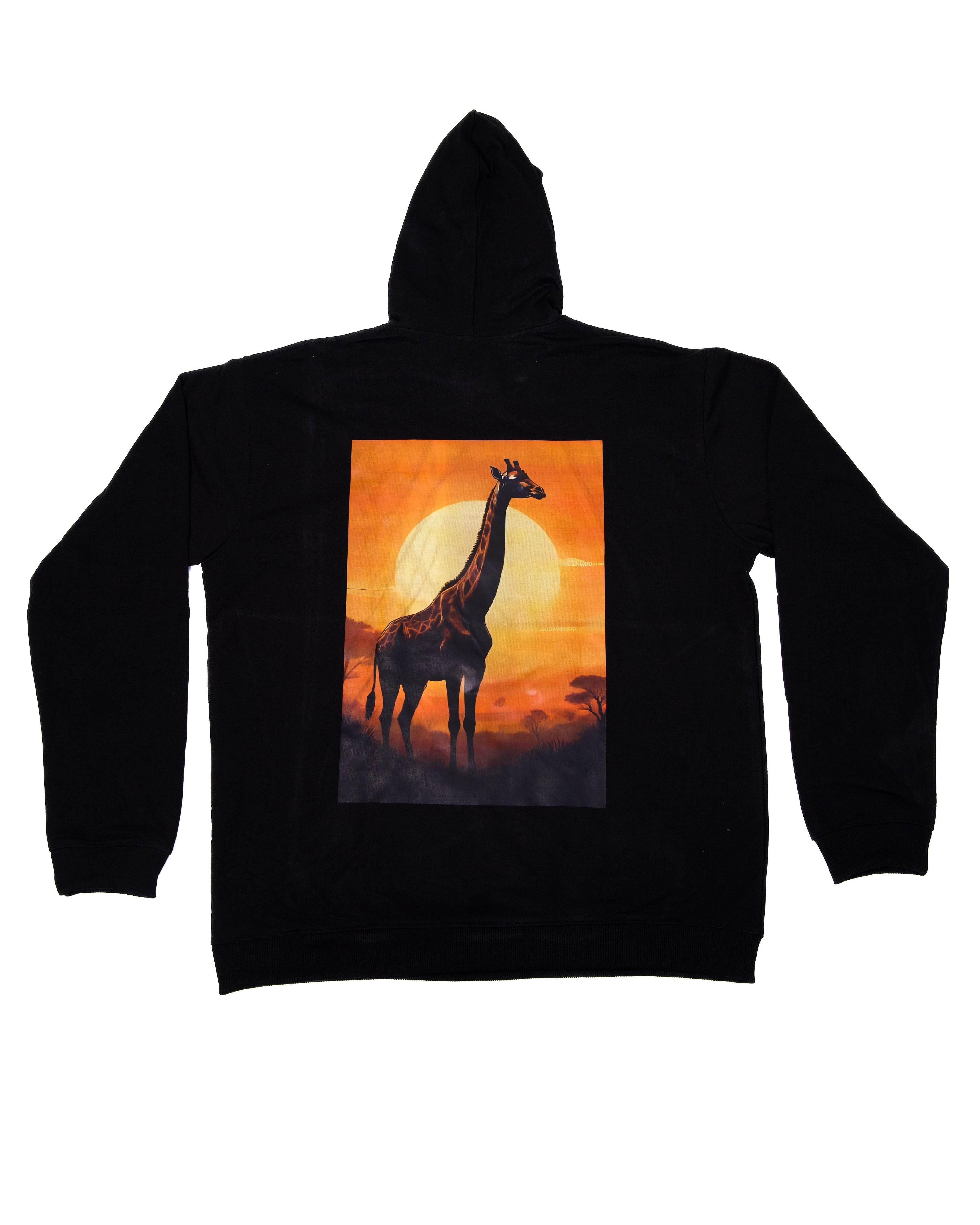 Giraffe Sunset Black Hoodie