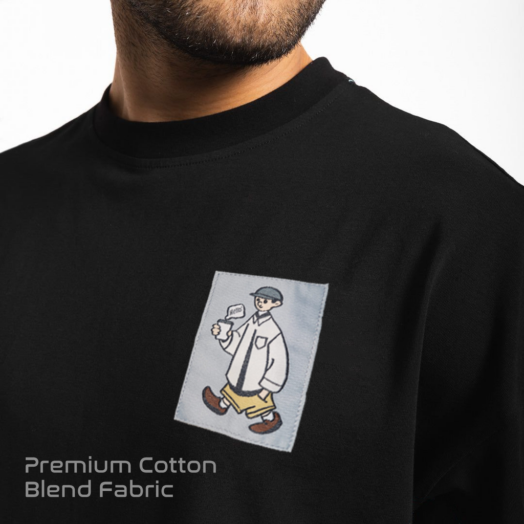 Black Solid Oversized Tshirt