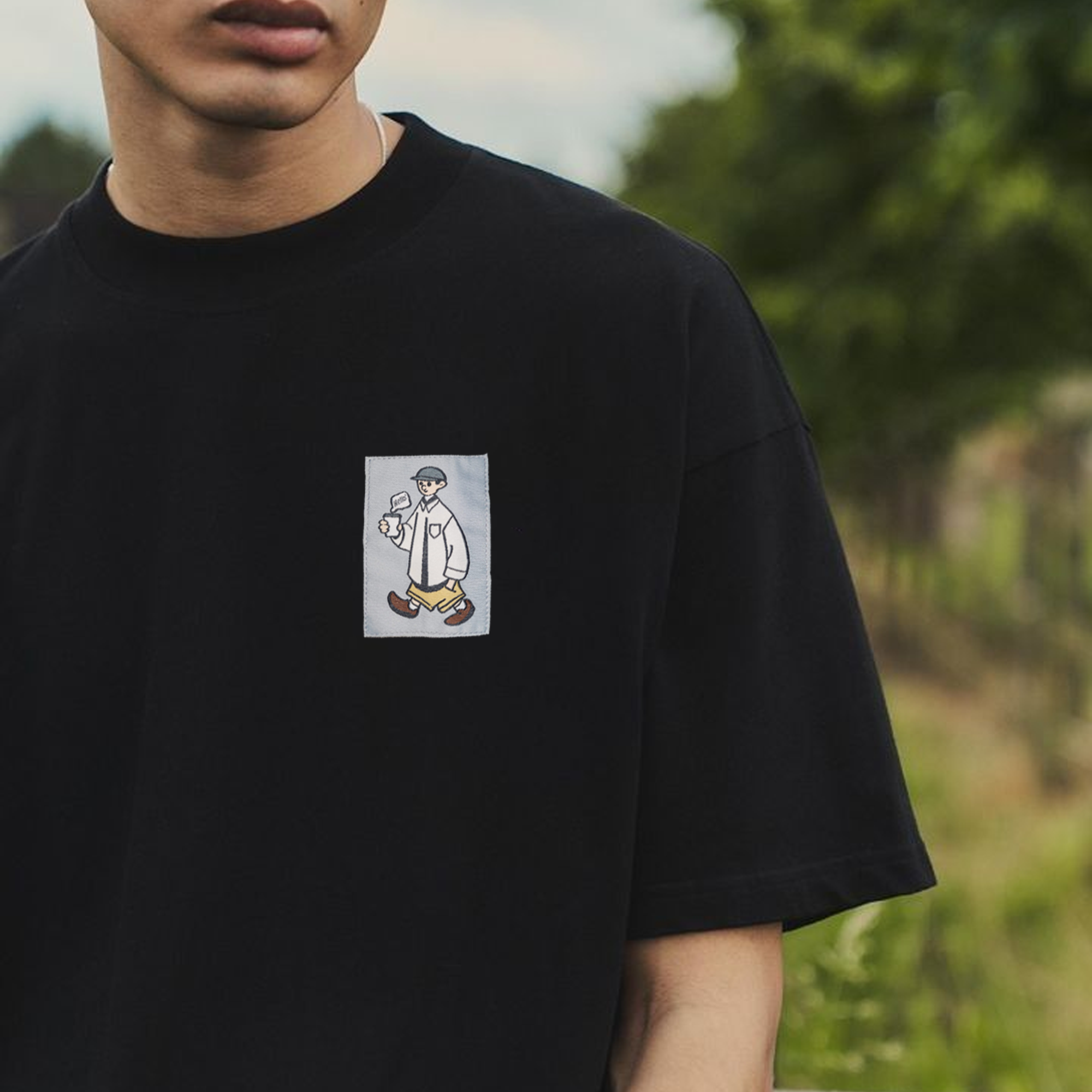 Black Solid Oversized Tshirt
