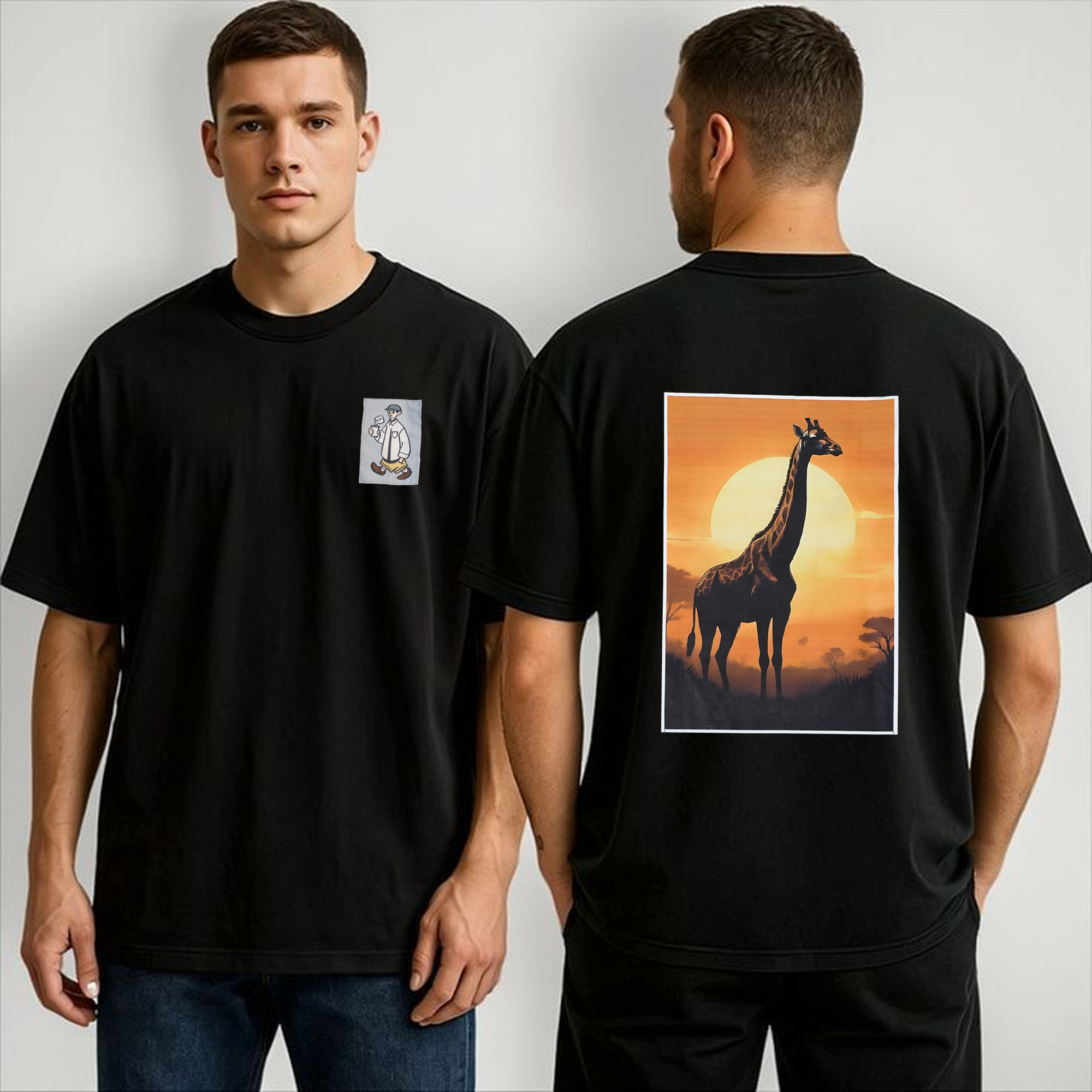 SUNSET GIRAFFE  Oversized Tshirt