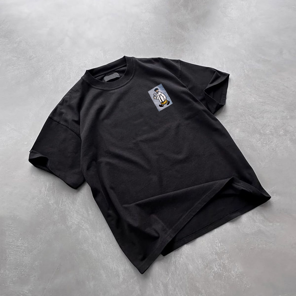 Black Solid Oversized Tshirt