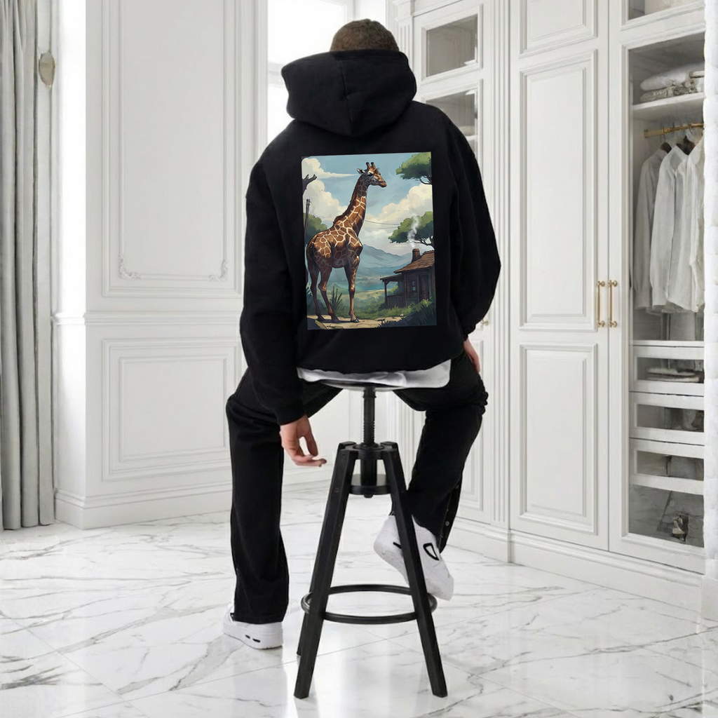 Giraffe sunrise Black Hoodie