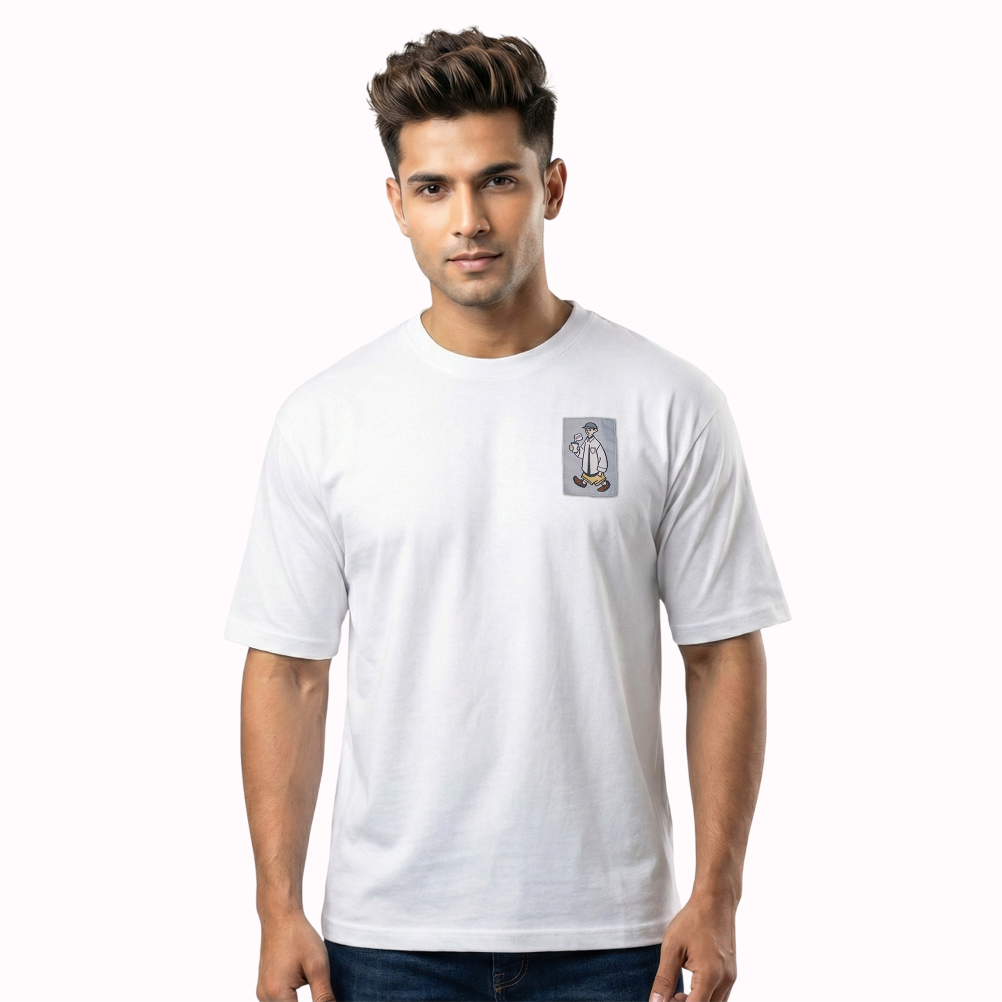 White Solid Oversized Tshirt
